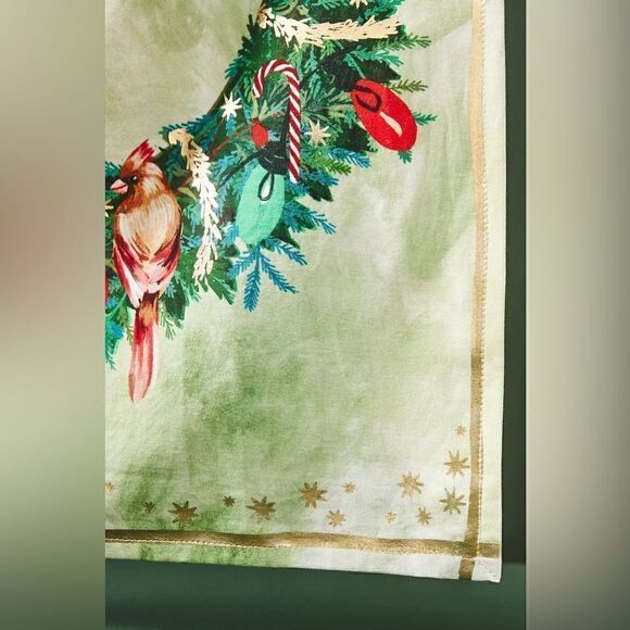 Anthropologie Peck the Halls Dish Towel New With Tags Christmas - Picture 2 of 2